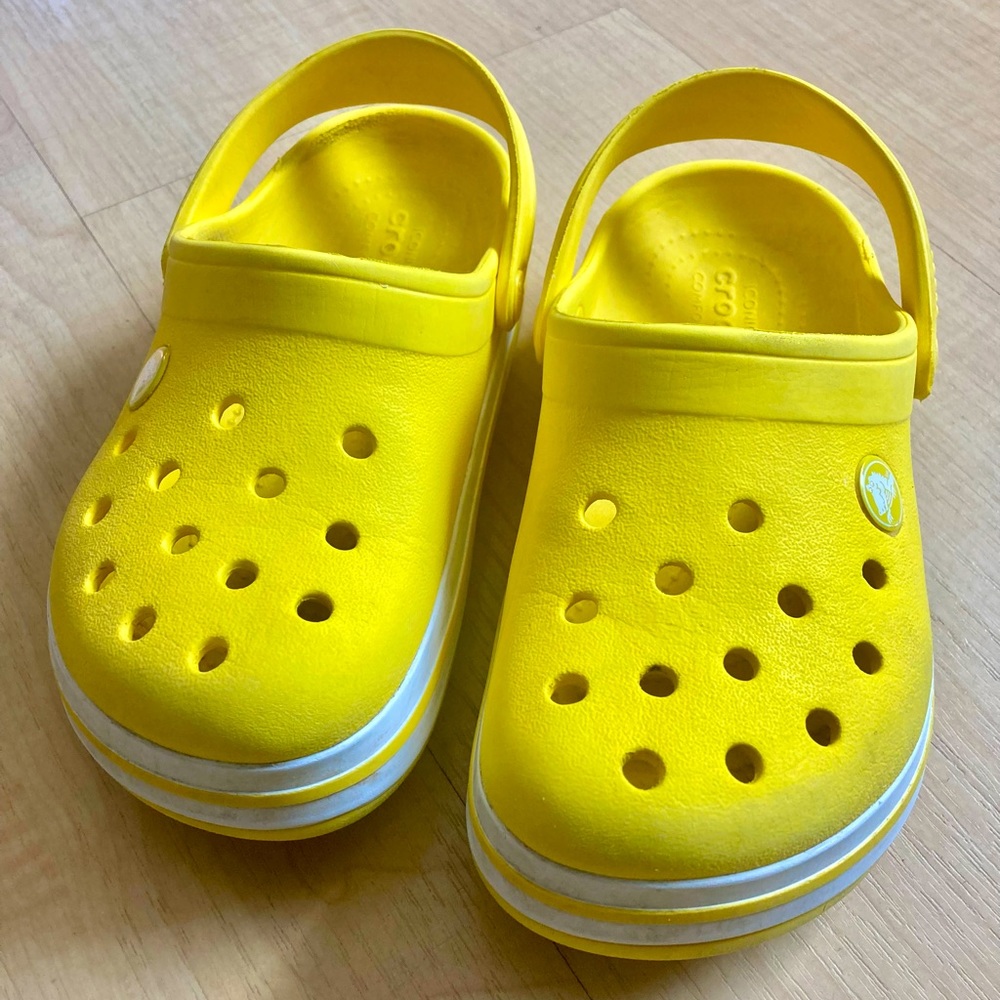 CROCS Kids Size 13 C Yellow and White Crocband Slip on Unisex Children’s Shoes
